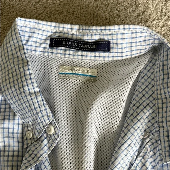 Columbia Men's PFG Light Blue Plaid Shirt - Picture 3 of 3